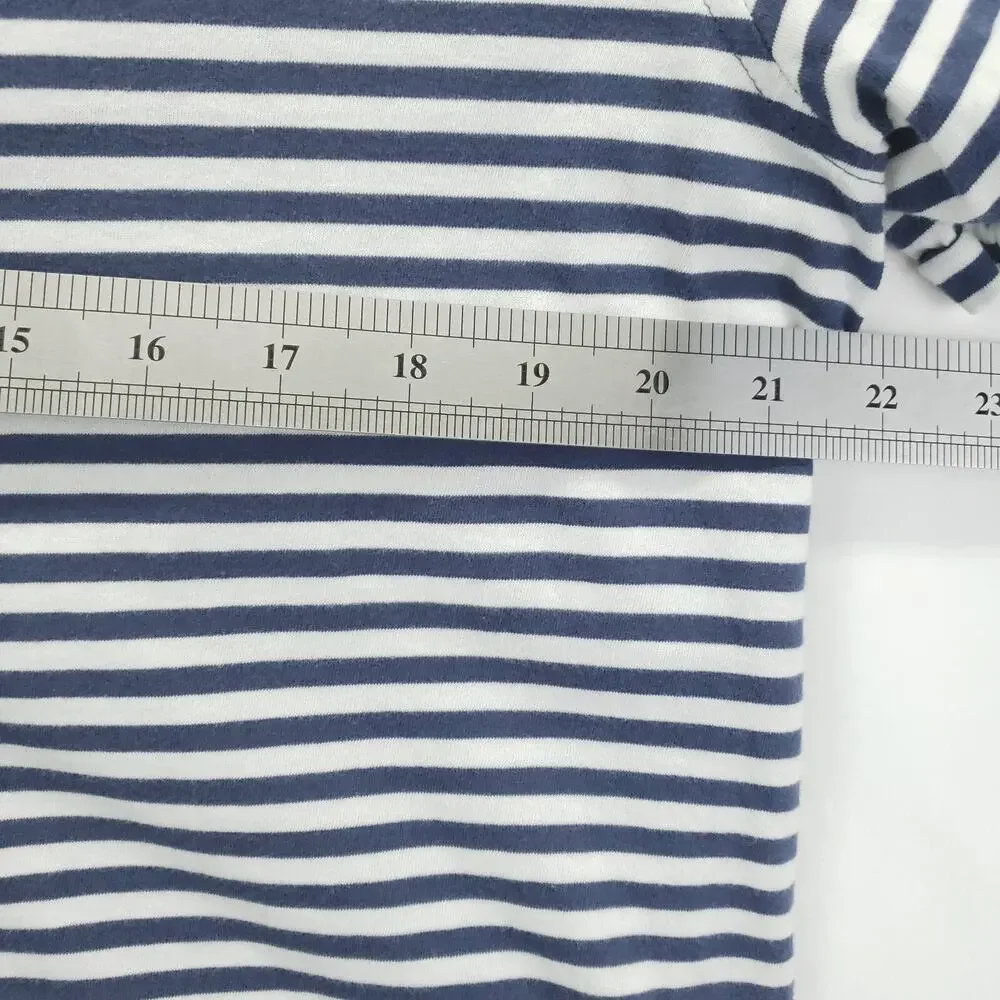 Polo Ralph Lauren Polo Shirt Mens Medium Blue White Cotton Striped Short Sleeve